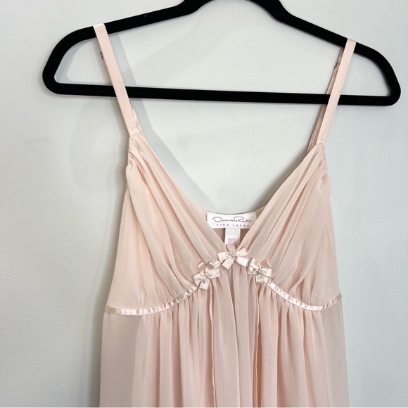 Y2K Oscar de la Renta Pink Label blush pink chiffon baby doll chemise nighty L - Picture 5 of 17